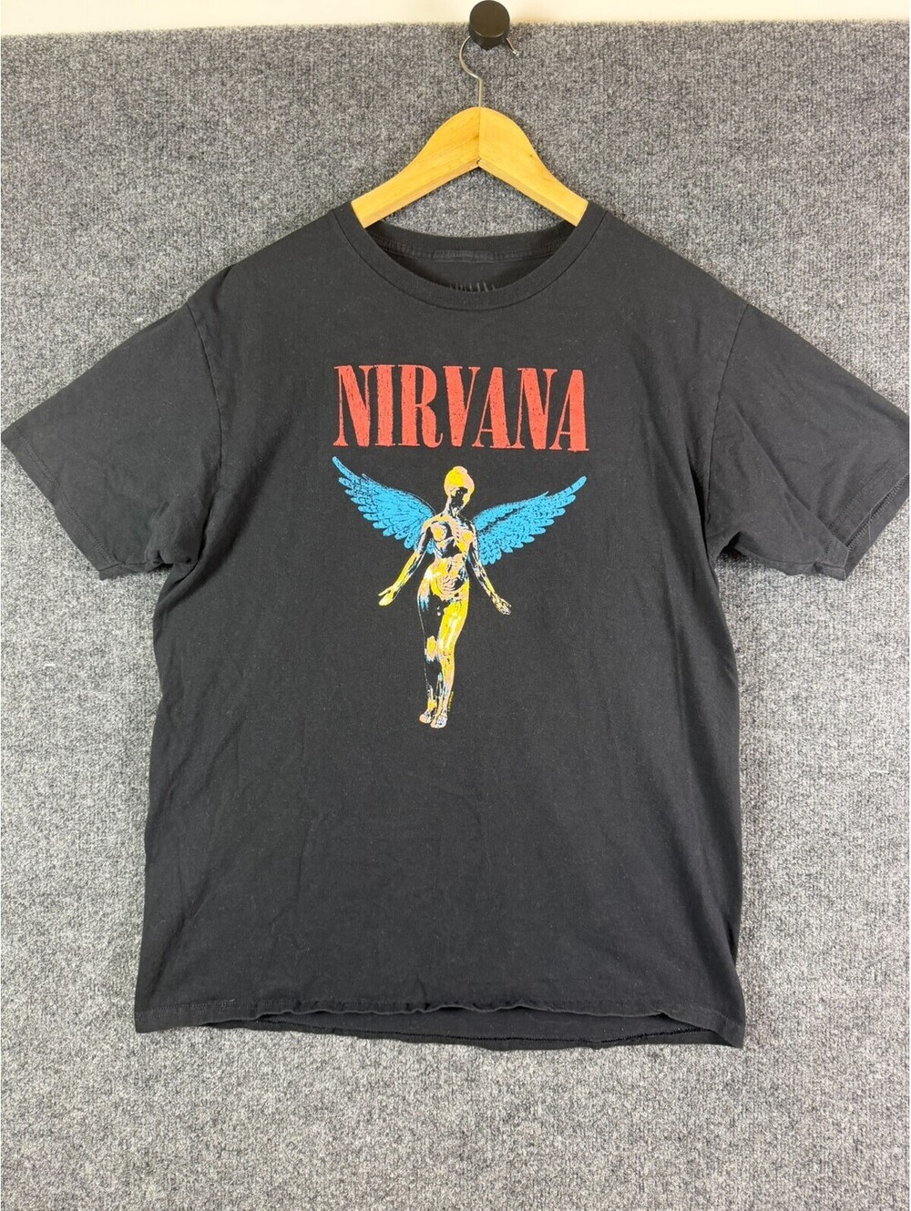 Nirvana Shirt Mens Extra Large Black In Utero Angel Graphic Tee Short Sleeve XL